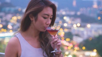 Phoebe Miu Drinking Cocktail in Hong Kong | Best Rooftop Bars In Hong Kong | Hong Kong Travel Video | ANYDOKO